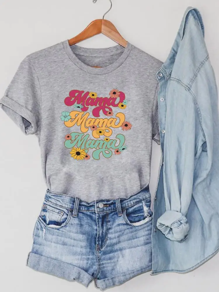 

Printing Short Sleeve Mom Flower Letter 90s Graphic T-shirts Clothing Print Summer Fashion Women Tshirt Top Tee