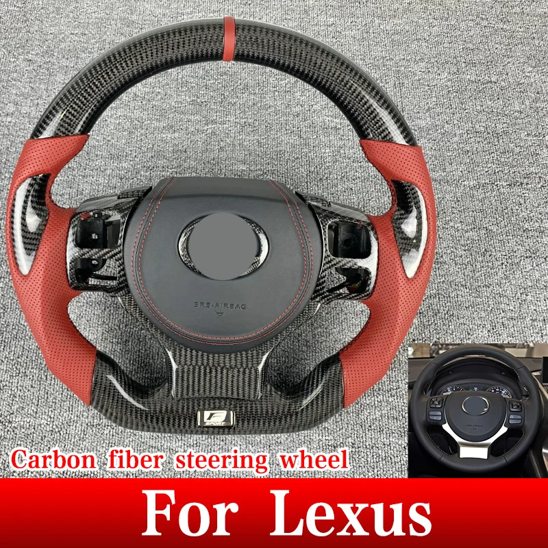 

Для Lexus RCF IS IS250 IS300 IS350 ISF ES ES250 GSF NX RX CT рулевое колесо из настоящего Углеродного Волокна Красная перфорированная кожа