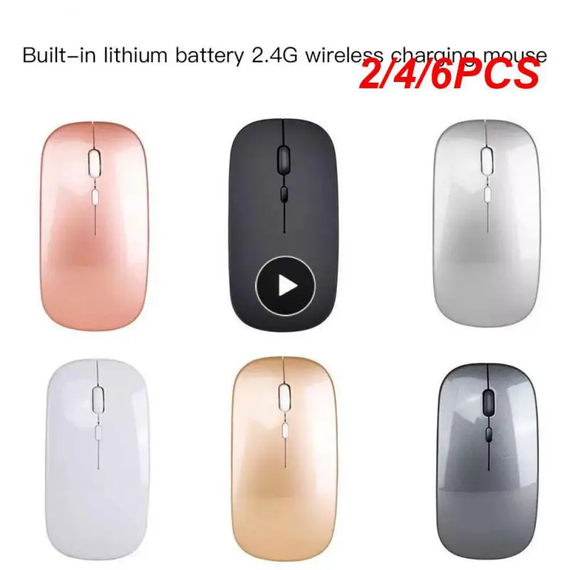 

2/4/6PCS Slim 2.4g Wireless Mouse Ergonomics Optical Mouse Rechargeable Gaming Mouse Laptop Accessories Silent Mute