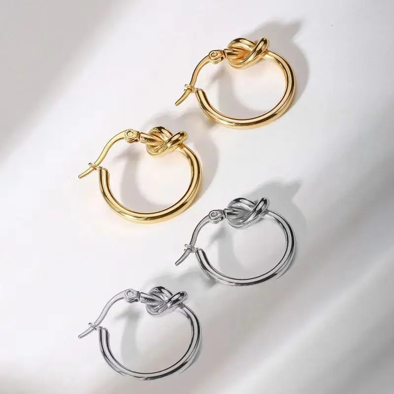 

Punk Metal Geometric Circle Hoop Earrings for Women Gold Color Hollow Round Statement Twisted Knotted Earring Jewelry Gifts