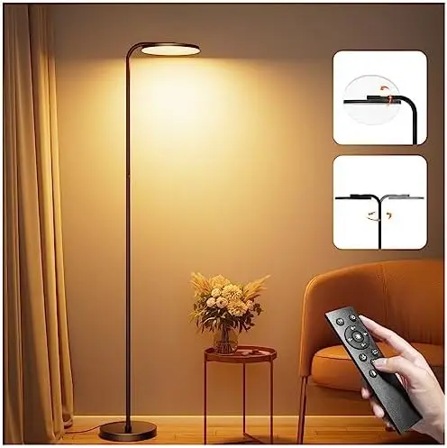 

LED Floor Lamp, Super Bright Standing Lamp, Modern Stepless Dimmable Torchiere Tall Lamp with Remote Control, Rotatable Reading
