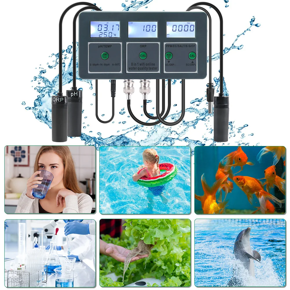 Yieryi WiFi Tuya Smart PH ORP TDS EC соль S. G TEMP CF монитор измеритель качества воды в аквариуме