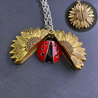 2021 new fashion ladybird open locket sunflower necklace boho jewelry alloy friendship gifts ladybug aesthetics accessories