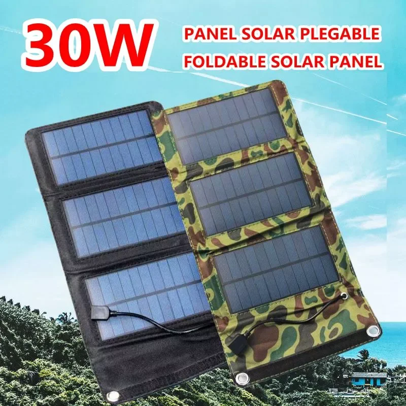 

2023New 30W Foldable Solar Panel Bag USB 5.5V Panel Solar Charger Waterproof Solar Cell Portable Outdoor Mobile Power for Campin
