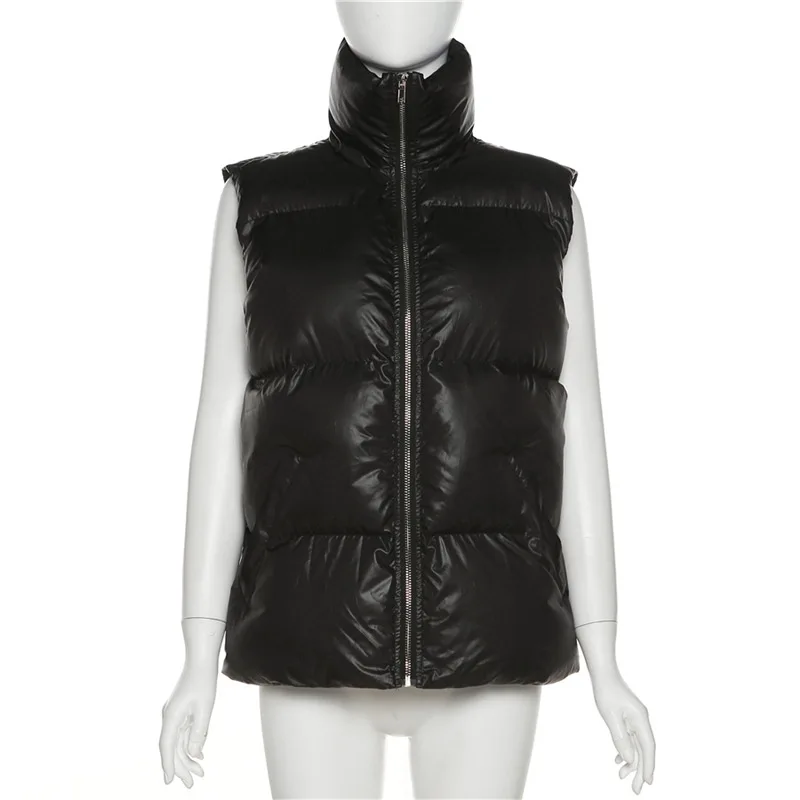 Jocoo Jolee Autumn Winter Black Sleeveless Women Padded Coats Fashion Warm Zipper Jacket Overcoat Female Casual 2022 Streetwear