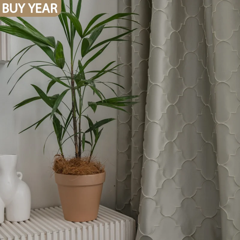 

2022 New Modern Curtains for Living Dining Room Bedroom Simple Diamond Jacquard Luxury Curtain Room Decor French Window