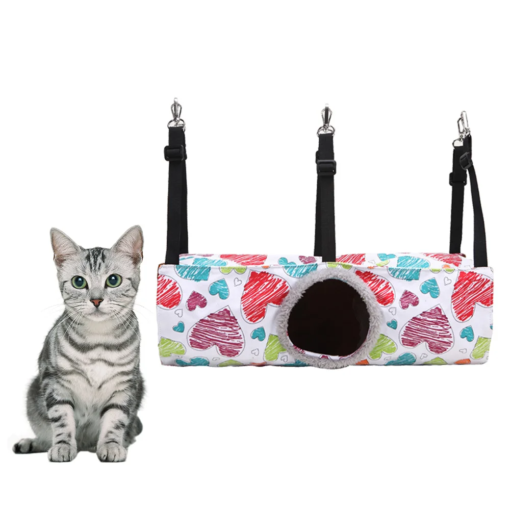 

1PC Cat Hammock Canvas Hanging Bed Love Pattern House Kitten Bed for Home Shop (Cave)