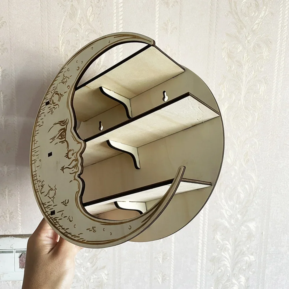 Хрустальный дисплей деревянная полка подвесной держатель в виде Луны и лица