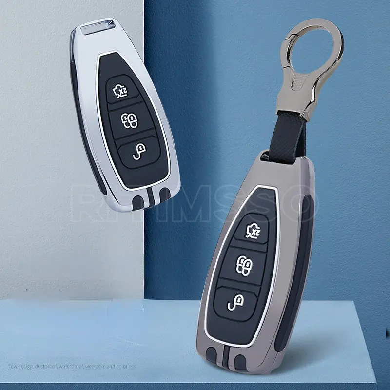 

Zinc Alloy+ Silica Gel Car Key Case Cover for Ford Fiesta Focus 3 4 Mondeo Ecosport Kuga Focus ST Car Key Remote Key