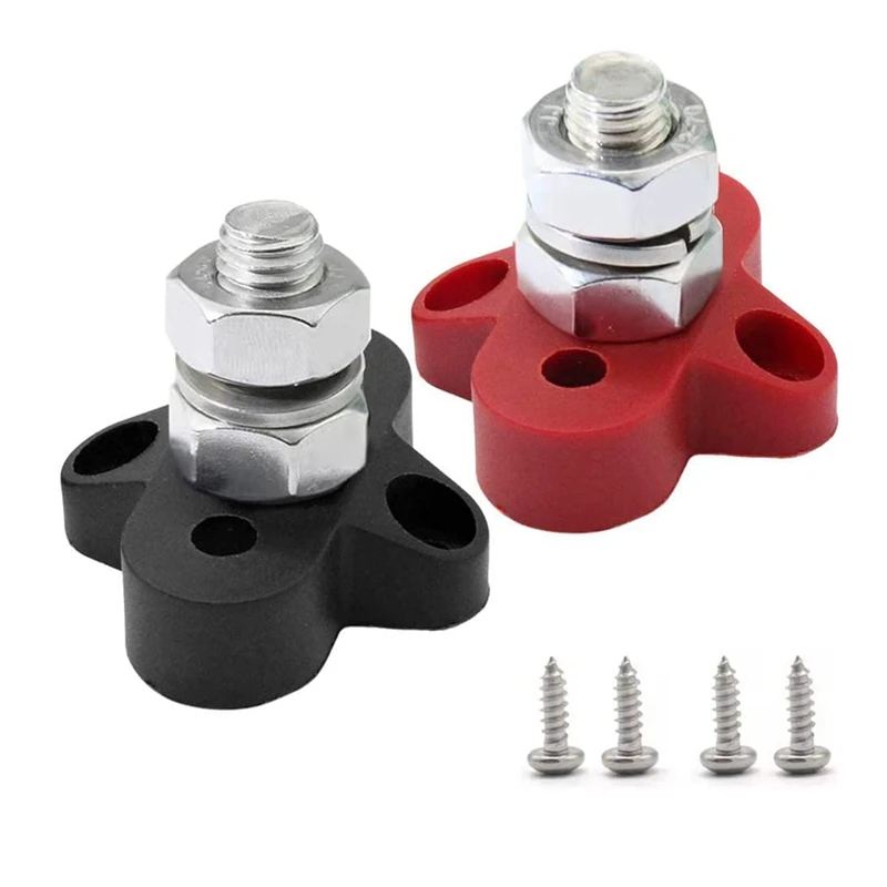 

Promotion! 2Pcs DC 48V 150A Busbar M10 Terminal Block Studs Battery Power Distribution Terminal Stud Bus Bar Connector For RV Bo