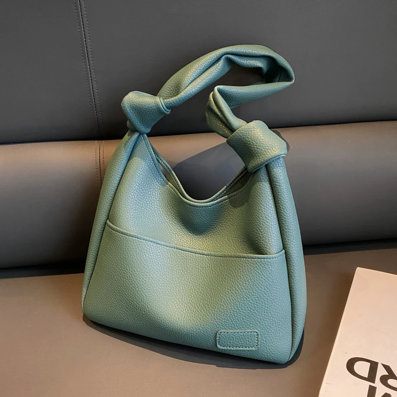 

Зеленые винтажные сумочки, Новинка лета 2023, женские шикарные однотонные сумки через плечо, Повседневная вместительная сумка-тоут из мягкой ...