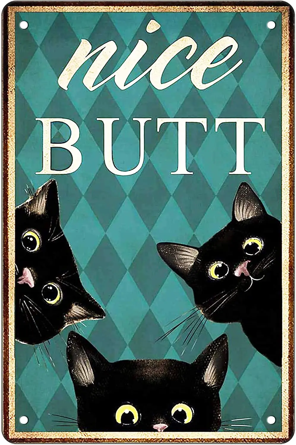 

Забавная винтажная металлическая жестяная вывеска в виде черной кошки для ванной, Настенный декор, художественные постеры для туалета в ст...