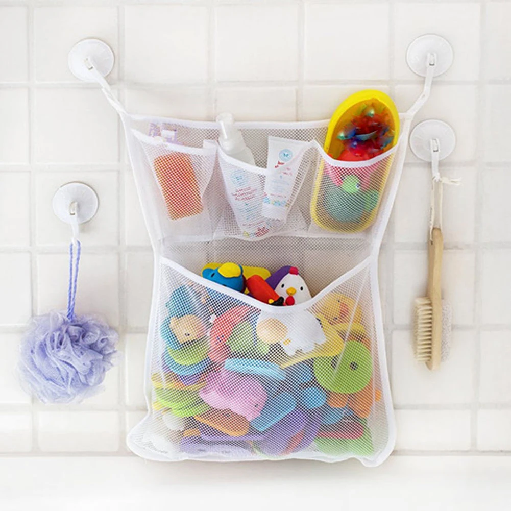 

Multifunction Baby Bathroom Mesh Bag Child Bath Toy Bag Net Suction Cup Baskets Kids Bathtub Doll Organizer
