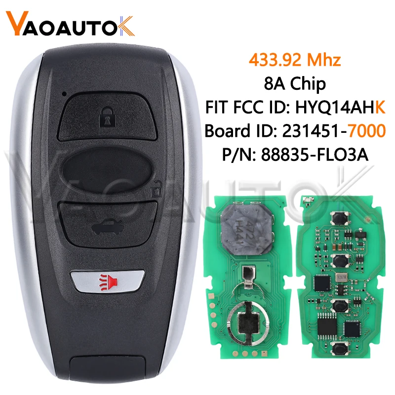

Автоматический умный дистанционный ключ для Subaru BRZ Crosstrek Forester Impreza Legacy Outback Ascent HYQ14AHK HYQ14AHC 7000/5801 ID4D/8A чип