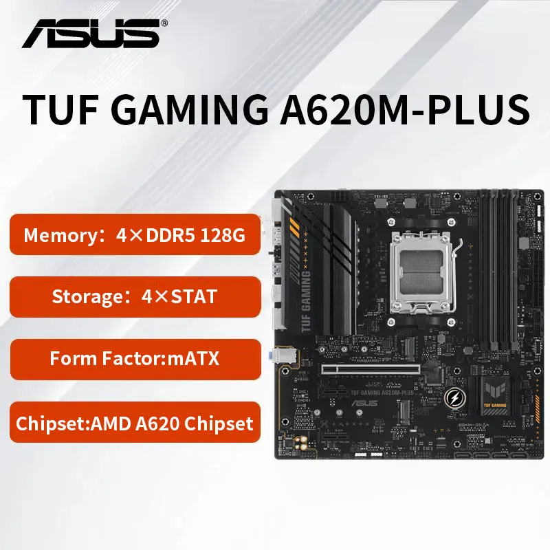 Новинка ASUS TUF GAMING A620M-PLUS Socket AM5 системная плата AMD A620 PCI-E 4,0 DDR5 128GB