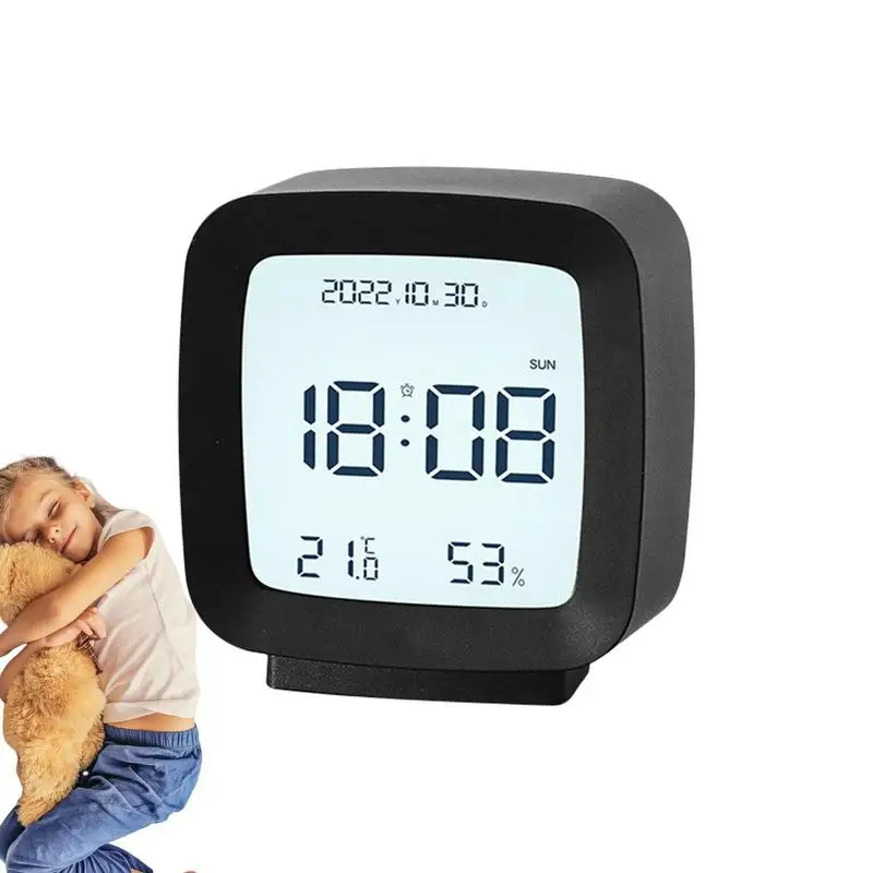 

Digital Alarm Clock Temperature Humidity Display Desk Clock Voice Control Night Light