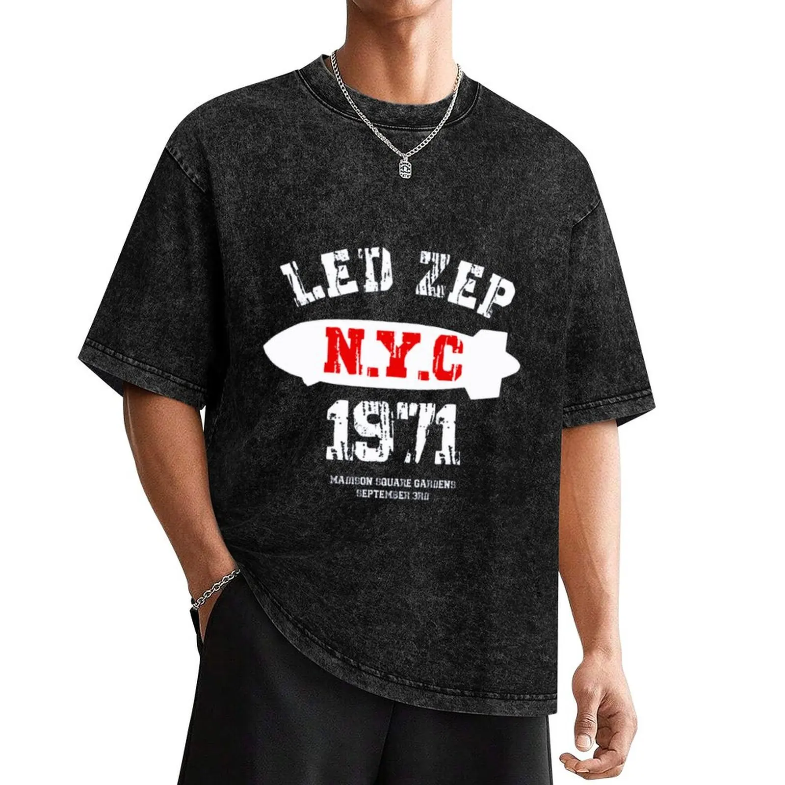 Мужская винтажная футболка Led Zep NYC 1971