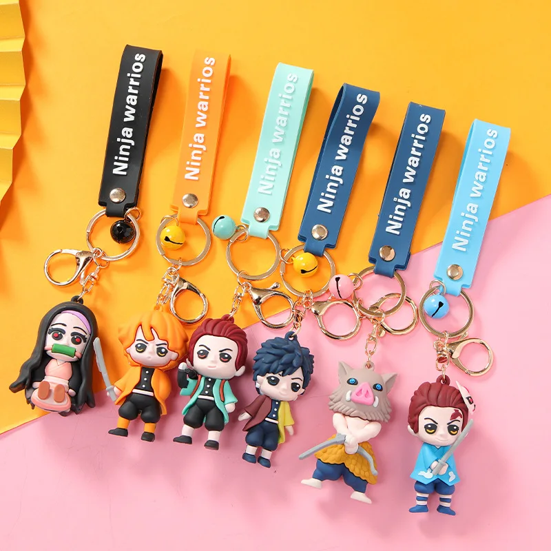 

Demon Slayer Kamado Nezuko Kamado Tanjirou Agatsuma Zenitsu Hashibira Inosuke Kawaii Cartoon Anime Doll Key Charm Bag Decoration