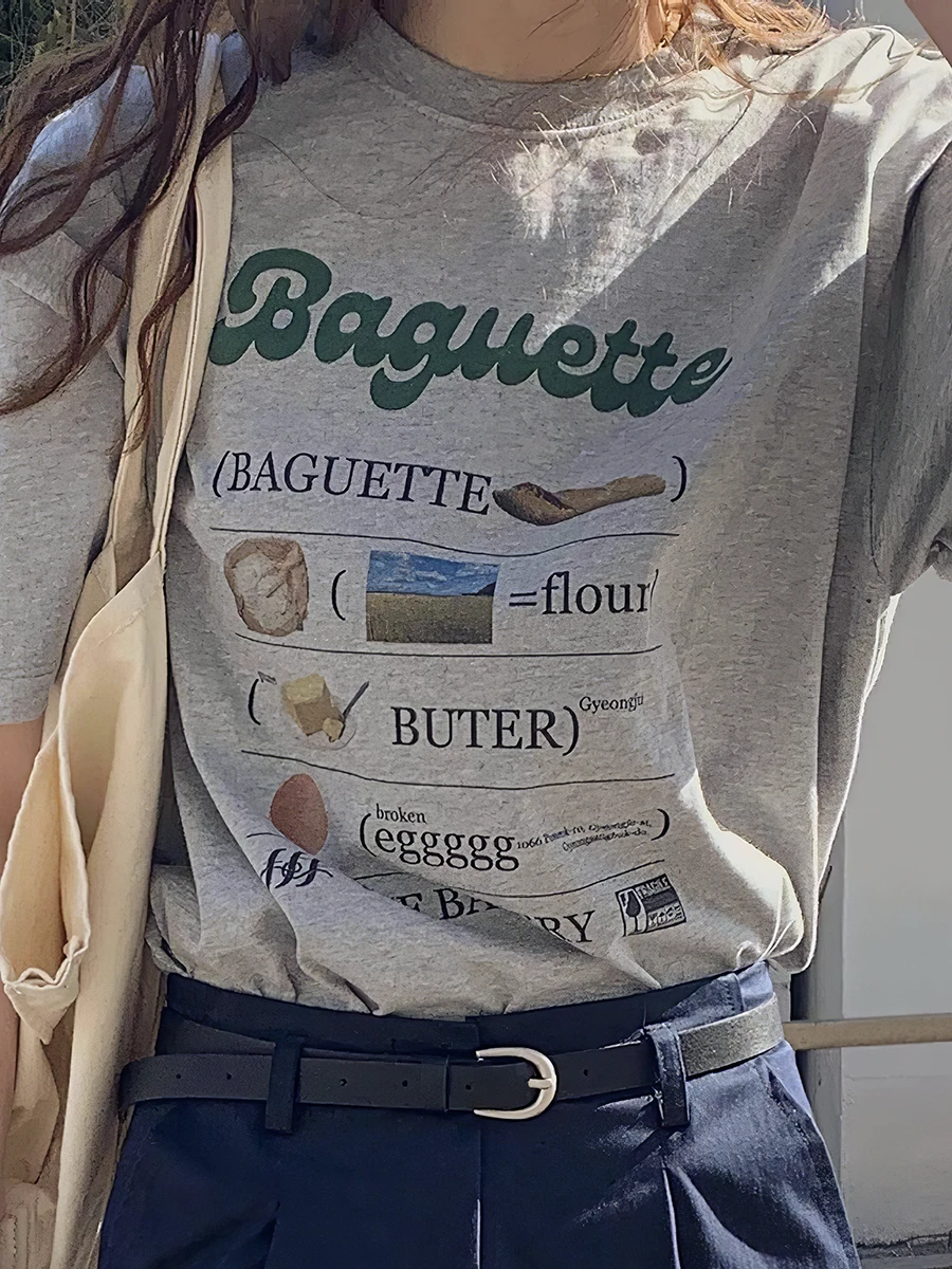 

Grey Letter Print Tshirt Top Women Summer Short Sleeve O Neck Organic Cotton Loose T-Shirt Femme Casual Vintage Tee Shirts