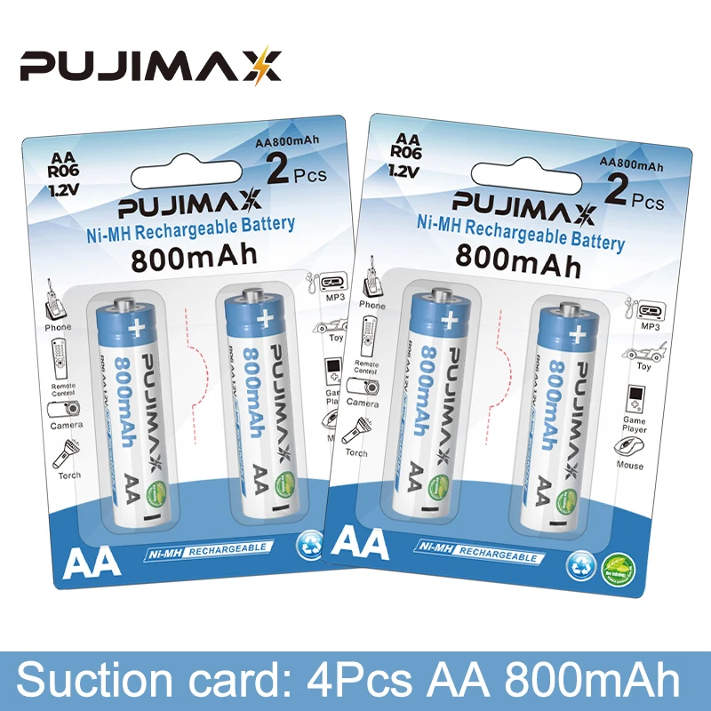 

PUJIMAX 4 шт. 1,2 в AA 800 мА/ч перезаряжаемая батарея для калькулятора электронные весы со сканером отпечатков пальцев аккумулятор NiMH для зарядки