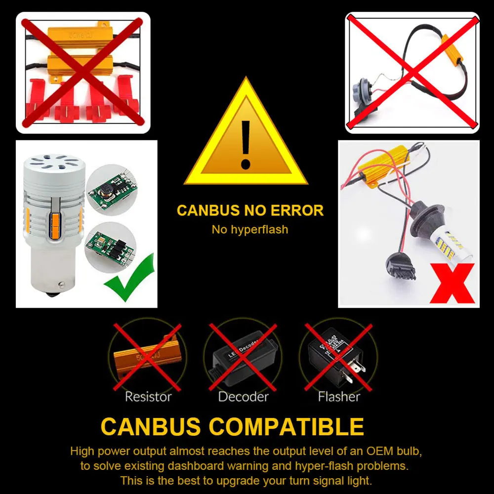 Лампы желтого и янтарного цвета для поворотников автомобиля 2 шт.