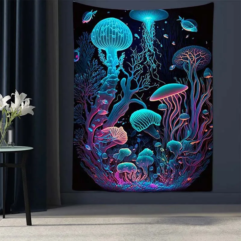 

Витражный гобелен Sealife, эстетическое украшение для комнаты, Настенный декор, Декор, Декор для дома, спальни, подвесная ткань