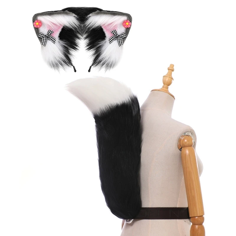 

MXMB Fox Ears and Tail Set,Fox Ears Headband w/ Tail Furry Tail,Masquerade Halloween Cosplay Party Costume Anime Cosplay Prop