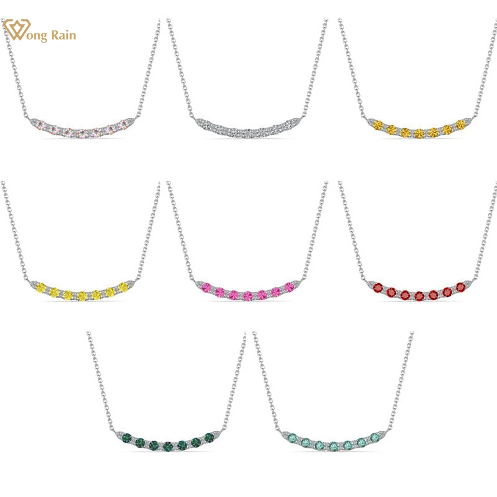 

Wong Rain 100% 925 Sterling Silver VVS1 3EX 5MM Colorful Real Moissanite Diamonds Pendent Necklace for Women Jewelry GRA Gifts