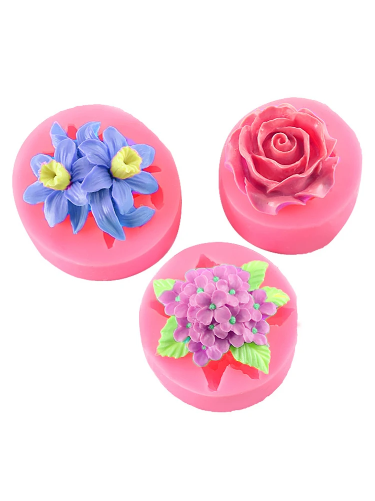 

1Pc Lilac Rose Lily Fondant Silicone Molds DIY 3D Handmade Soap Gypsum Cake Decorating Chocolate Baking Mold Kitchen Gadgets
