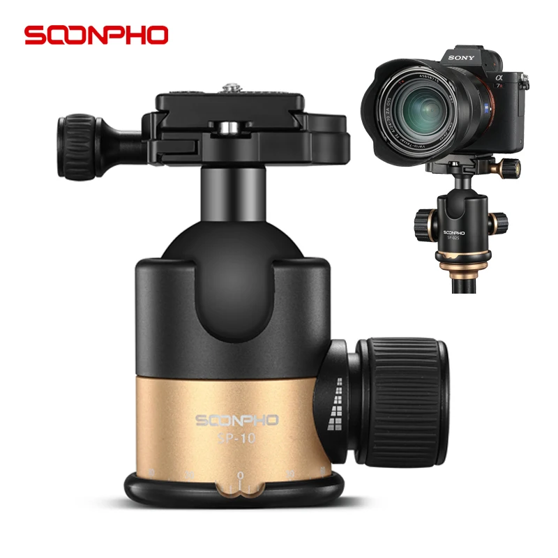 

Soonpho SP-10 SP-02 Ball Head for Tripod Rotating Head 360-degree Panoramic 1/4 to 3/8 Screw Adapters Professional Camera Tripe