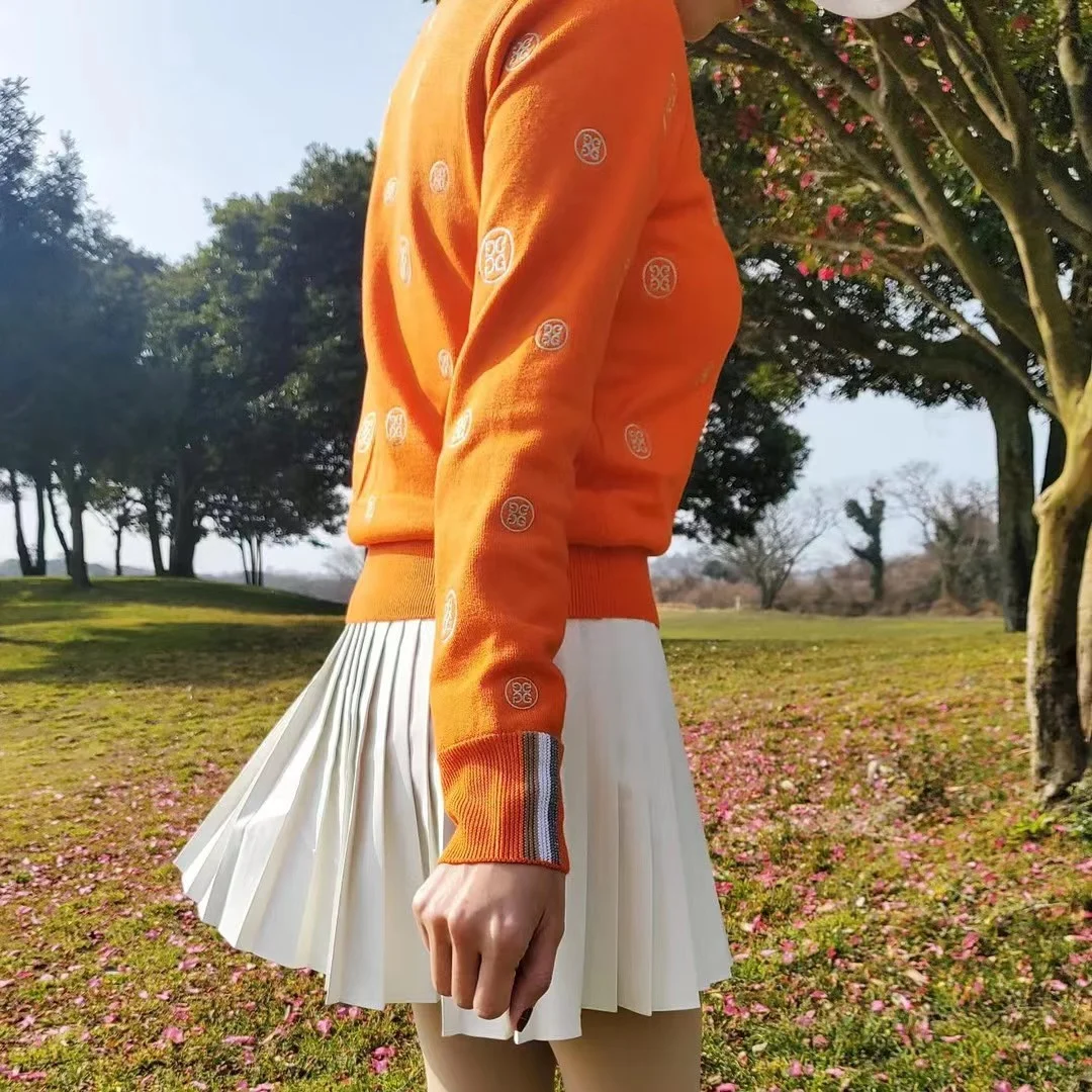 Autumn winter 2022 new golf women's sweater High quality round neck pullover sweater pure wool material embroidery fashion