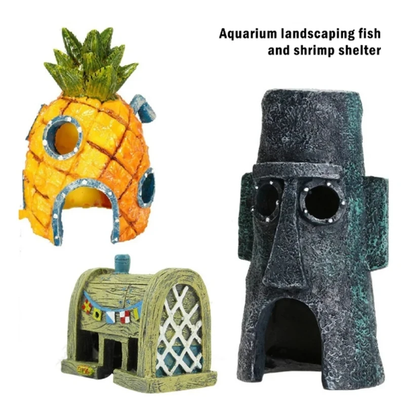 

Cartoon Fish Tank Decor Figures Ornaments Simulation Resin Pineapple House Fish Tank Decoration Landscaping Aquarium Accessories