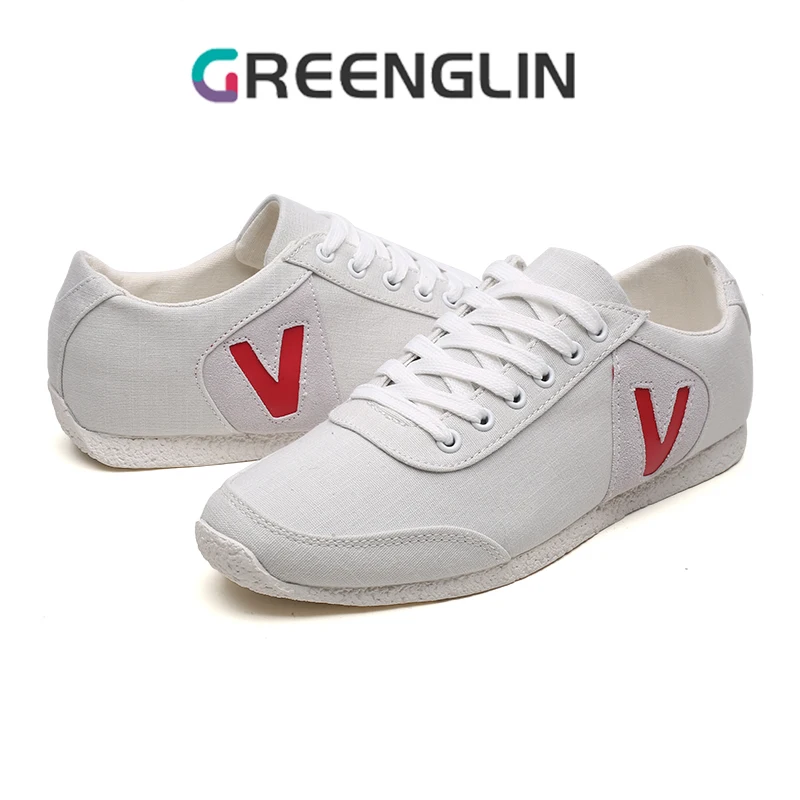 GREENGLIN Breathable Canvas Shoes Explosive Casual Men's Shoes Four Seasons Thin Version Soft Sole Small White Shoes