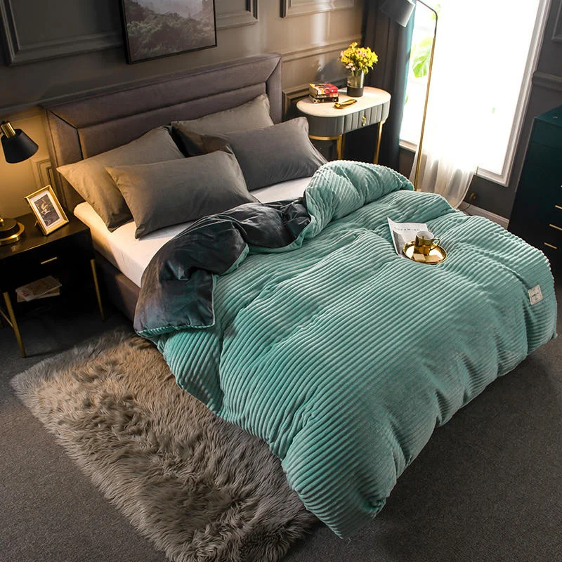 Зимние мягкие теплые Волшебные бархатные пододеяльники зеленого красного