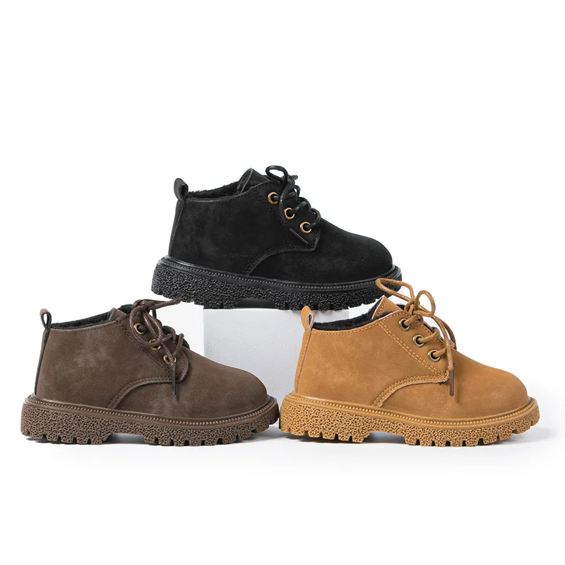 

Минимальный заказ, 10 шт., детские ботинки Martin для снега, осенне-зимняя обувь для подростков, повседневные кожаные ботинки для мальчиков, кожаные ботинки в британском стиле для девочек