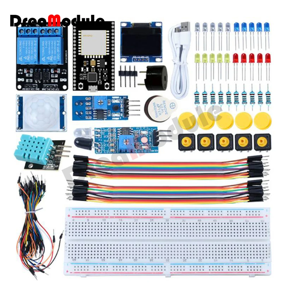 

Комплект для самостоятельной сборки 177, ESP32, Wi-Fi, Φ, модуль датчика PIR, модуль дисплея OLED, модуль датчика DHT11, модуль фоторезистора для Arduino, комп...