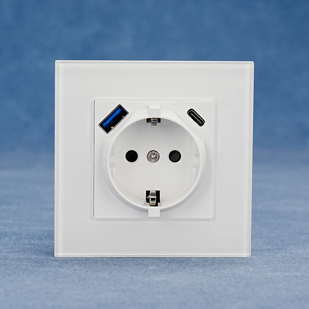 Европейская стандартная немецкая розетка 86 Тип 250 в 16 А панель из закаленного