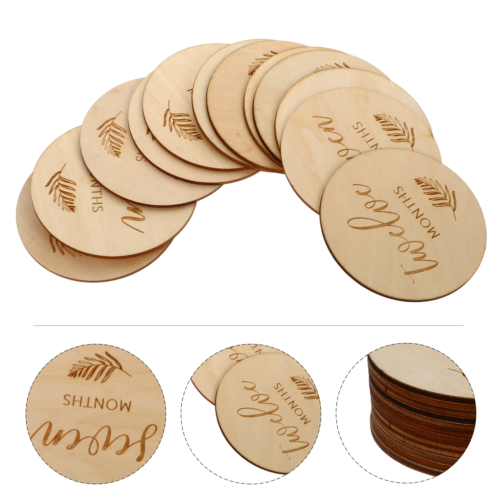 

12 шт., деревянные открытки для роста новорожденных