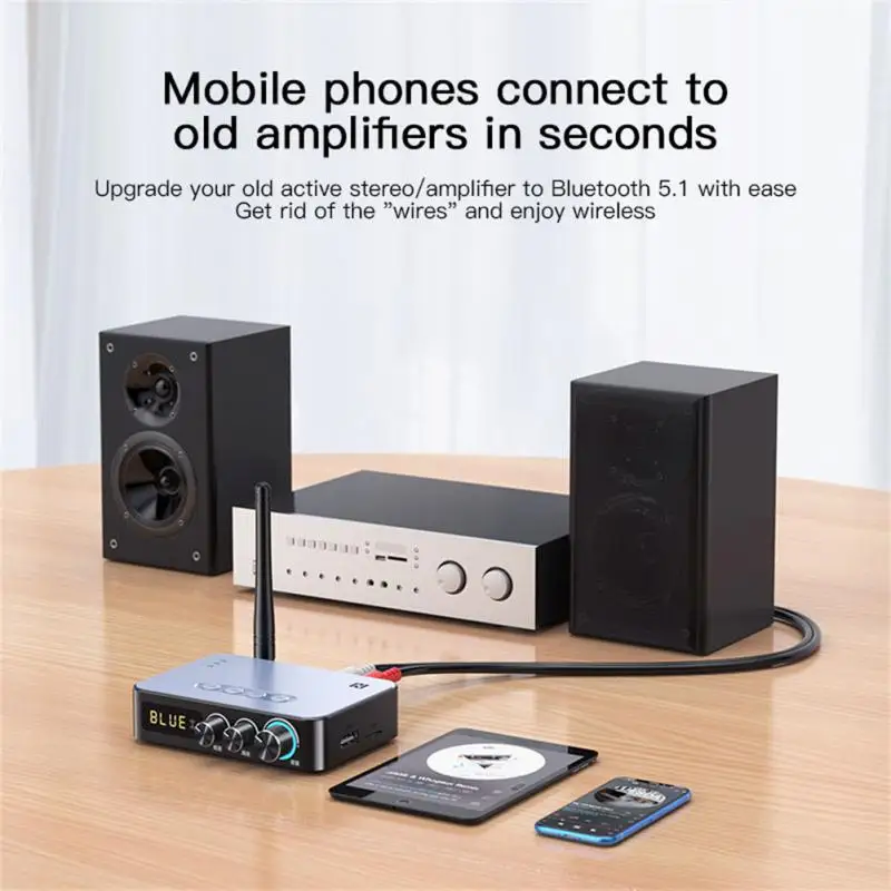 

Newest Upgrade 5.0 Audio Receiver Transmitter 3D Surround Stereo Music NFC Touch Wireless Adapter With Mic U Disk Play