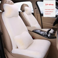 winter rabbit real fur car seat cushion headrest lumbar support universal car seat cover thickened plush auto cape keep warm