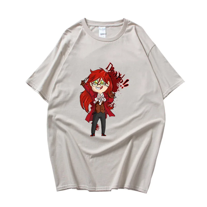 

Black Butler Kuroshitsuji Grell Sutcliff Women Clothes Kawaii/Cute 100% Cotton Shirt Short Sleeve Tshirts Boys/girls T-shirts