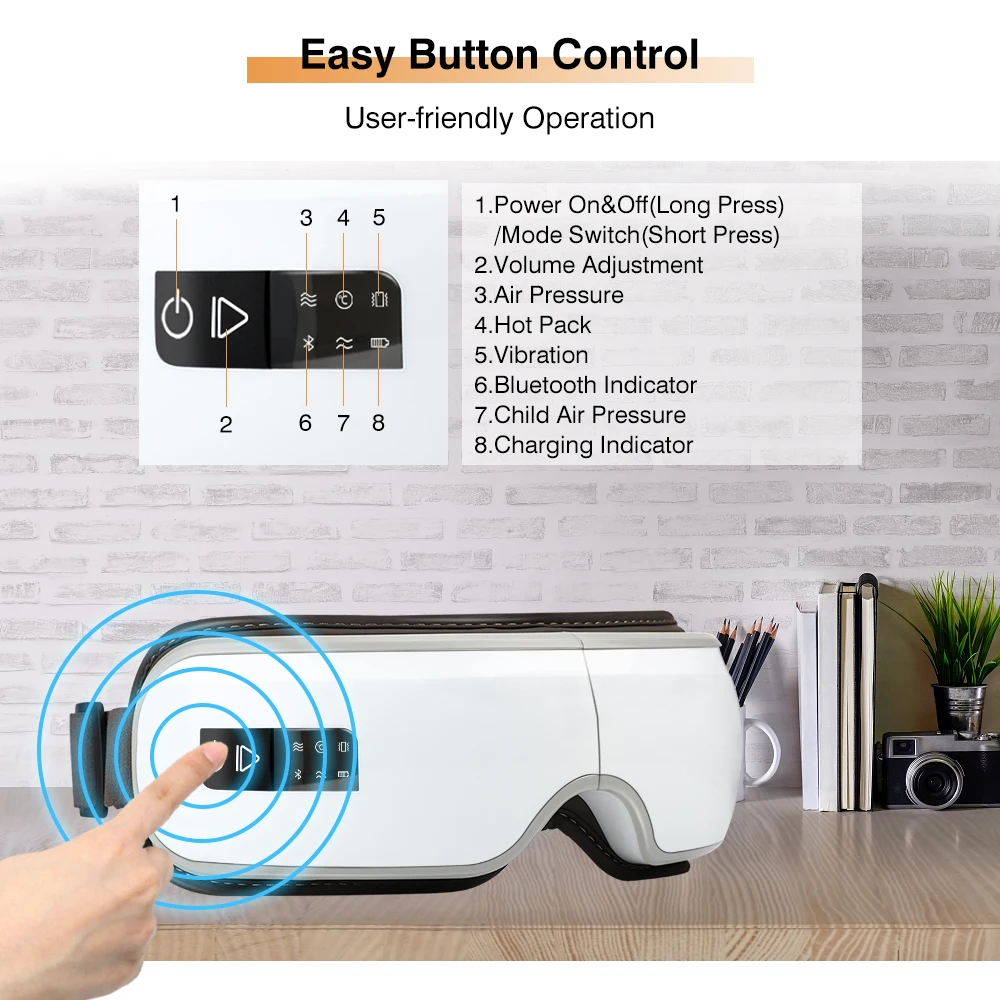 Умная Защитная Подушка Вибрационный Массажер Для Глаз Горячий Компрессор Bluetooth