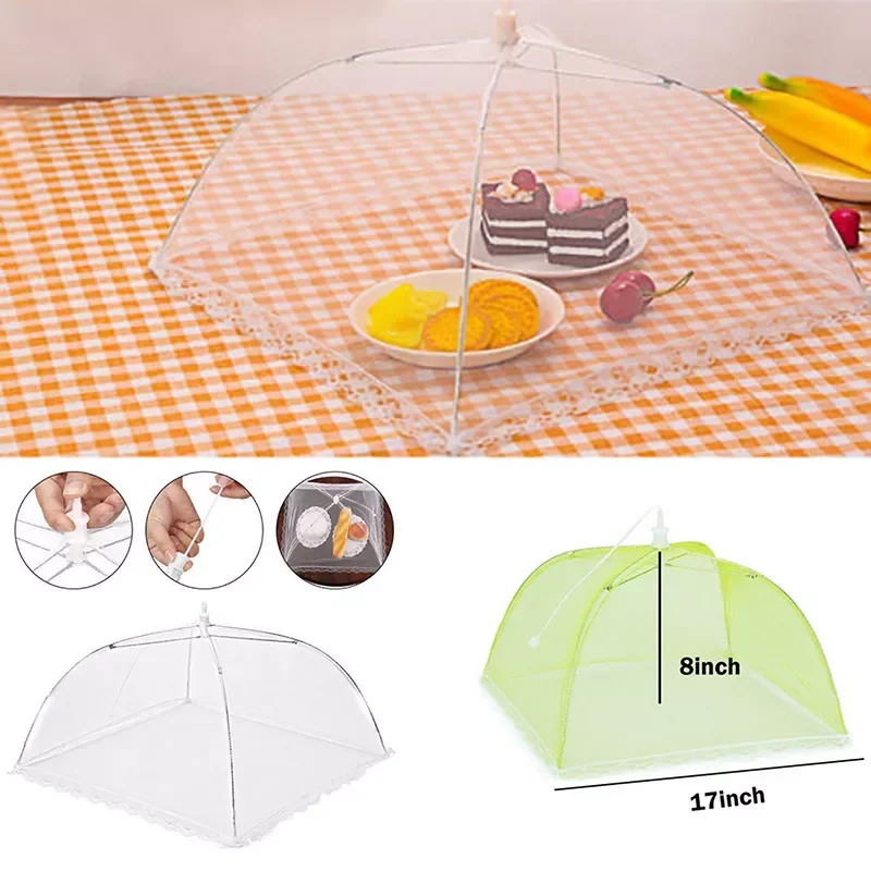 

6pcs Food Cover Net Mesh Screen Food Cover Tent Umbrella Square Food Cover Fly Insect Repellent Food Cover ​for Kitchen