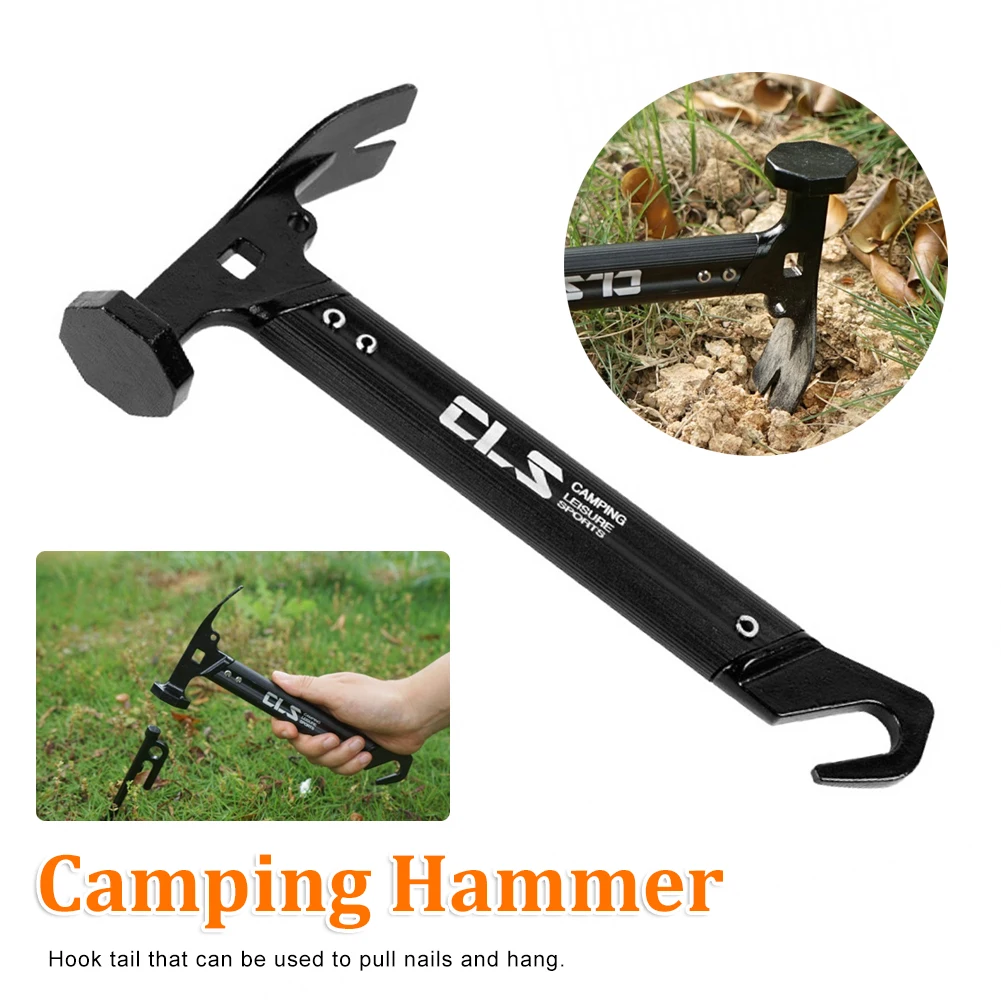 

Outdoor Mini Tent Hammer Camping Peg Hammer Lightweight Aluminum Alloy Handle Grond Nail Hammer with Remover Camping Accessories