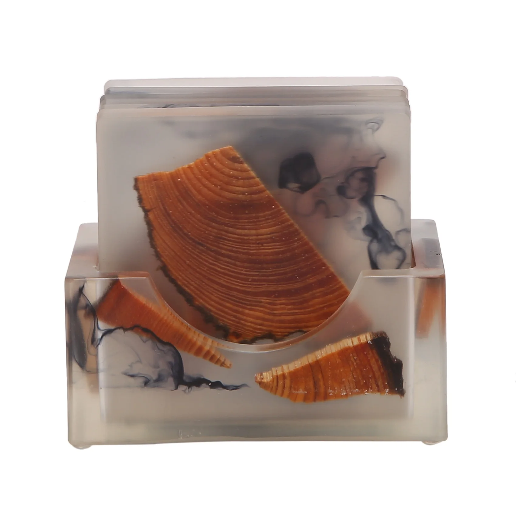 

Набор деревянных подставок из 6 квадратных подставок из смолы с держателями, Нескользящие изоляционные подставки