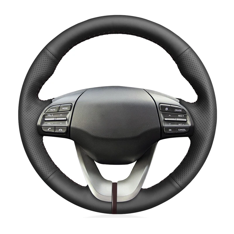 

Hand Sew Car Steering Wheel Cover Leather Suede Wrap For Hyundai Veloster II 2018 - 2022 Elantra US 2019 - 2023 Funda Volante