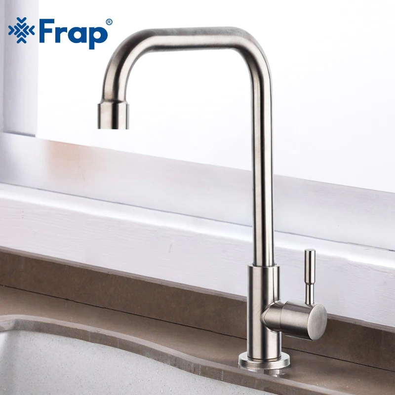 

Frap Stainless Steel Kitchen Faucets Single Cold Kitchen Faucet 7-shape Tap 360 Degree Rotatable Tap Crane Torneira