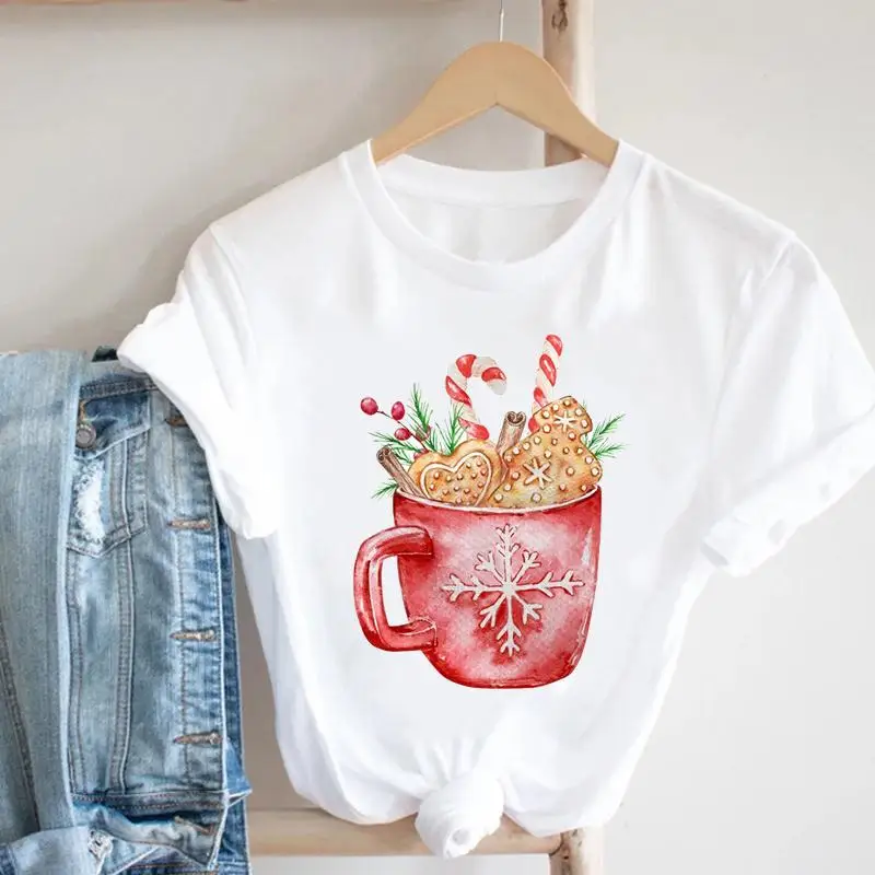 

Women Merry Christmas Sweet Love 2022 Holiday New Year T Tee Fashion Pretty Nice Graphic Print Tshirt Top Cartoon T-shirt