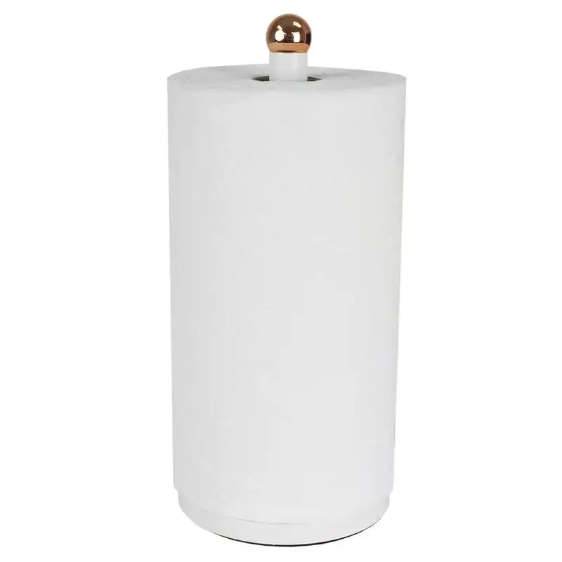 

Free Standing Paper Towel Holder with Weighted Base and Padded Base, White