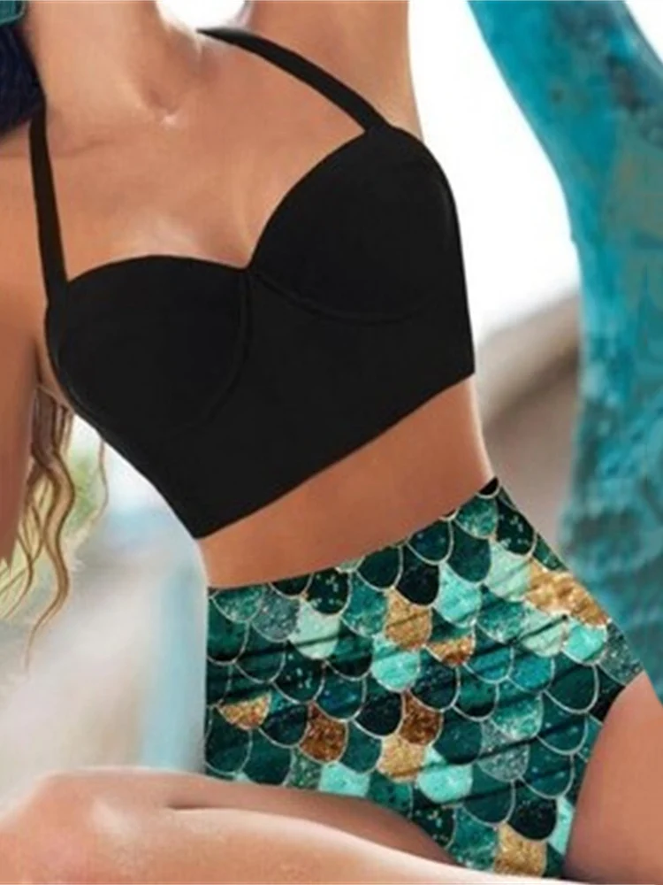 

2022 Sexy Bikini Push Up Swimwear Women Print Bandeau Bikinis Set Two Plece Swimsuit Bathing Suit Summer Beach Wear Biquini 2XL